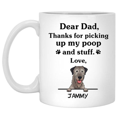 Thanks for picking up my poop and stuff, Funny Irish Wolfhound Personalized Coffee Mug, Custom Gift for Dog Lovers
