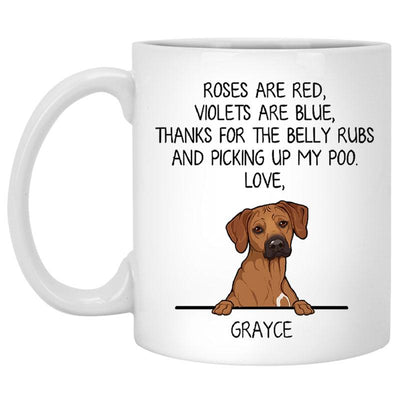 Roses are Red, Funny Rhodesian Ridgeback Personalized Coffee Mug, Custom Gift for Dog Lovers