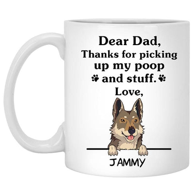 Thanks for picking up my poop and stuff, Funny Czechoslovakian Wolfdog Personalized Coffee Mug, Custom Gift for Dog Lover
