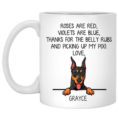 Roses are Red, Funny Doberman Pinscher Personalized Coffee Mug, Custom Gift for Dog Lovers