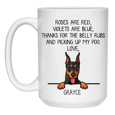 Roses are Red, Funny Doberman Pinscher Personalized Coffee Mug, Custom Gift for Dog Lovers