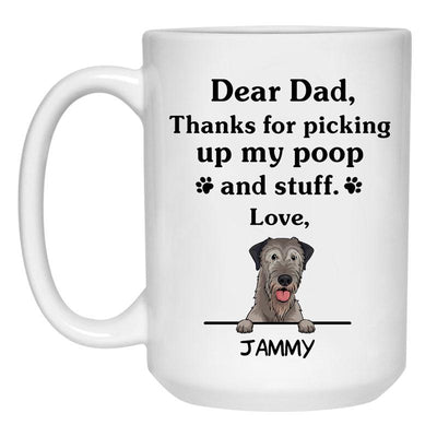 Thanks for picking up my poop and stuff, Funny Irish Wolfhound Personalized Coffee Mug, Custom Gift for Dog Lovers