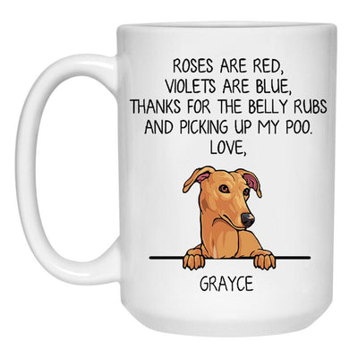 Roses are Red, Funny Greyhound Personalized Coffee Mug, Custom Gift for Dog Lovers