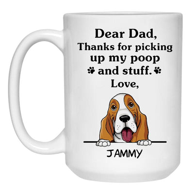 Thanks for picking up my poop and stuff, Funny Basset Hound Personalized Coffee Mug, Custom Gift for Dog Lover