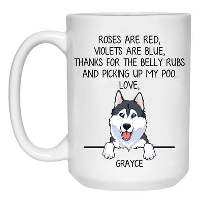 Roses are Red, Funny Husky Personalized Coffee Mug, Custom Gift for Dog Lovers
