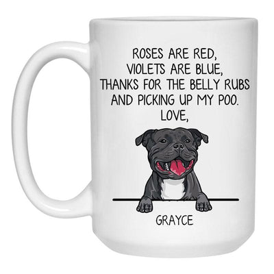 Roses are Red, Funny Staffordshire Bull Terrier Personalized Coffee Mug, Custom Gift for Dog Lover