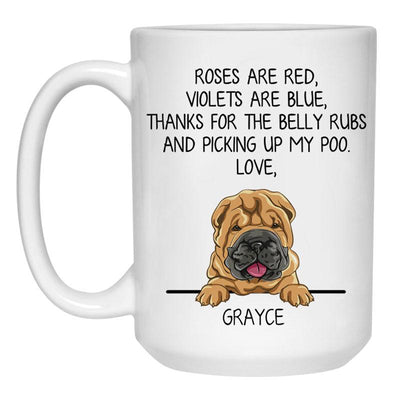 Roses are Red, Funny Shar Pei Personalized Coffee Mug, Custom Gift for Dog Lovers