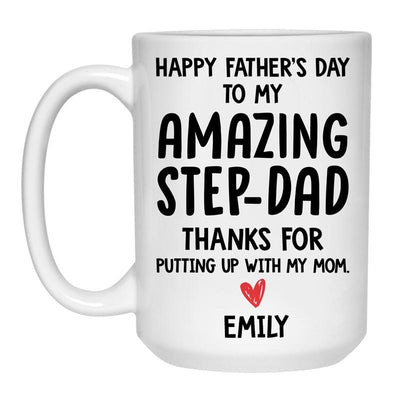 Happy Father's Day To My Amazing Step-Dad, Personalized Mug, Funny Father's Day gift
