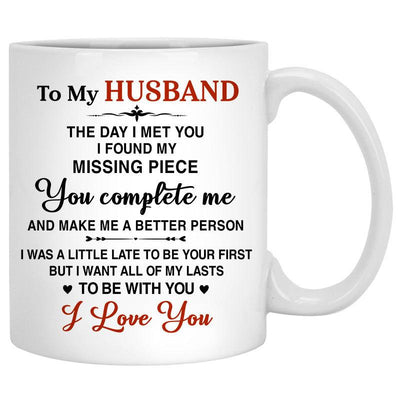 To my husband I found my missing piece, Camping, Customized mug, Anniversary gift, Personalized love gift for him