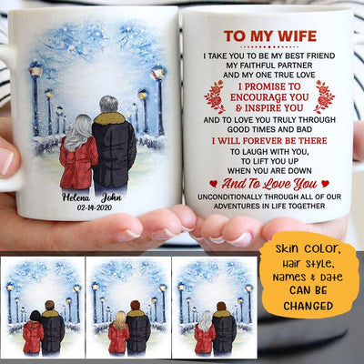 To my wife Promise Encourage Inspire Street, Customized mug, Anniversary gift, Love Gift for her