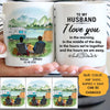 To my husband I love you in the morning Camping, Customized mug, Anniversary gift, Personalized love gift for him