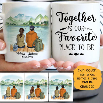 Together Is Our Favorite Page To Be Customized Fishing Couple Mug, Anniversary gift, Personalized love gift