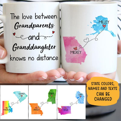 Long Distance Grandparents and Granddaughter Personalized State Colors Coffee Mug For Grandparents, Custom Family Gift