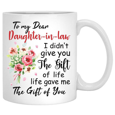 To my dear Daughter-in-law, Life gave me the gift of you, Sunflower Field Customized mug, Personalized gift, Mother's Day gift