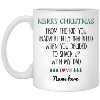 Merry Christmas Step Mom Inherited Kid Personalized Coffee Mugs