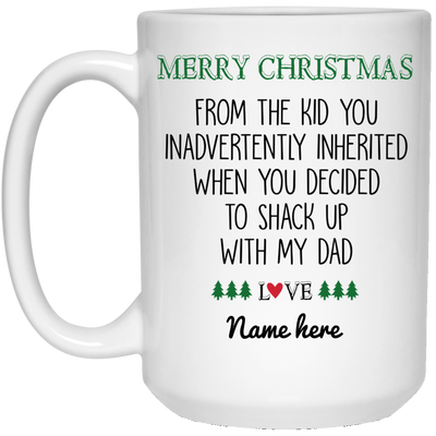 Merry Christmas Step Mom Inherited Kid Personalized Coffee Mugs