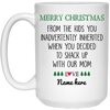 Merry Christmas from Inherited Kids Personalized Mug, Custom Gift for Step Dad, Step Father's Gift