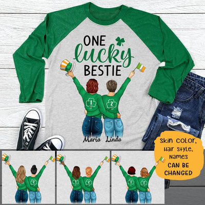 One Lucky Bestie Personalized St. Patrick's Day Unisex Raglan Shirt