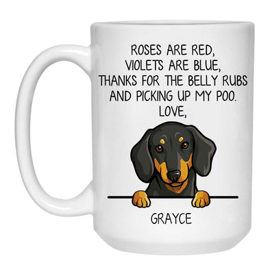 Roses are Red, Funny Dachshund Personalized Coffee Mug, Custom Gift for Dog Lovers