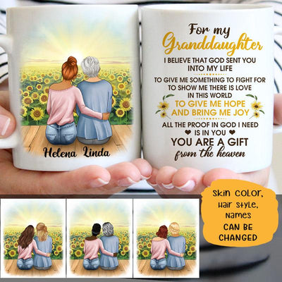 For my Granddaughter, To give me hope and bring me joy , Sunflower field, Customized mug, Personalized gift, Mother's Day gift