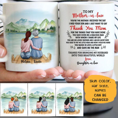 To my Mother-in-law, Thank You Mom For The Things That You Have Done, Lake view, Customized mug, Personalized gift, Mother's Day gift