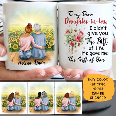 To my dear Daughter-in-law, Life gave me the gift of you, Sunflower Field Customized mug, Personalized gift, Mother's Day gift