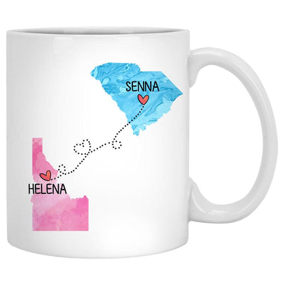 Long Distance Grandparents and Granddaughter Personalized State Colors Coffee Mug For Grandparents, Custom Family Gift