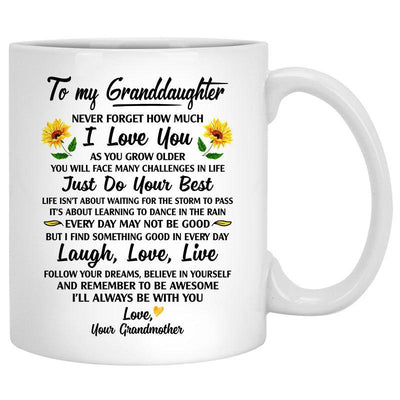 To my Granddaughter, I'll always be with you, Beach, Customized mug, Personalized gift, Mother's Day gift