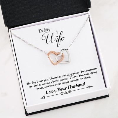 You Complete Me, Interlocking Heart Necklace, Gift for Wife from Husband