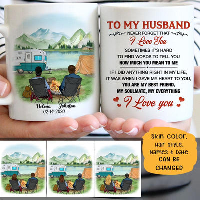 To my husband You are my everything, Camping, Customized mug, Anniversary gift, Personalized love gift for him