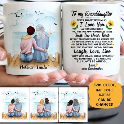 To my Granddaughter, I'll always be with you, Beach, Customized mug, Personalized gift, Mother's Day gift